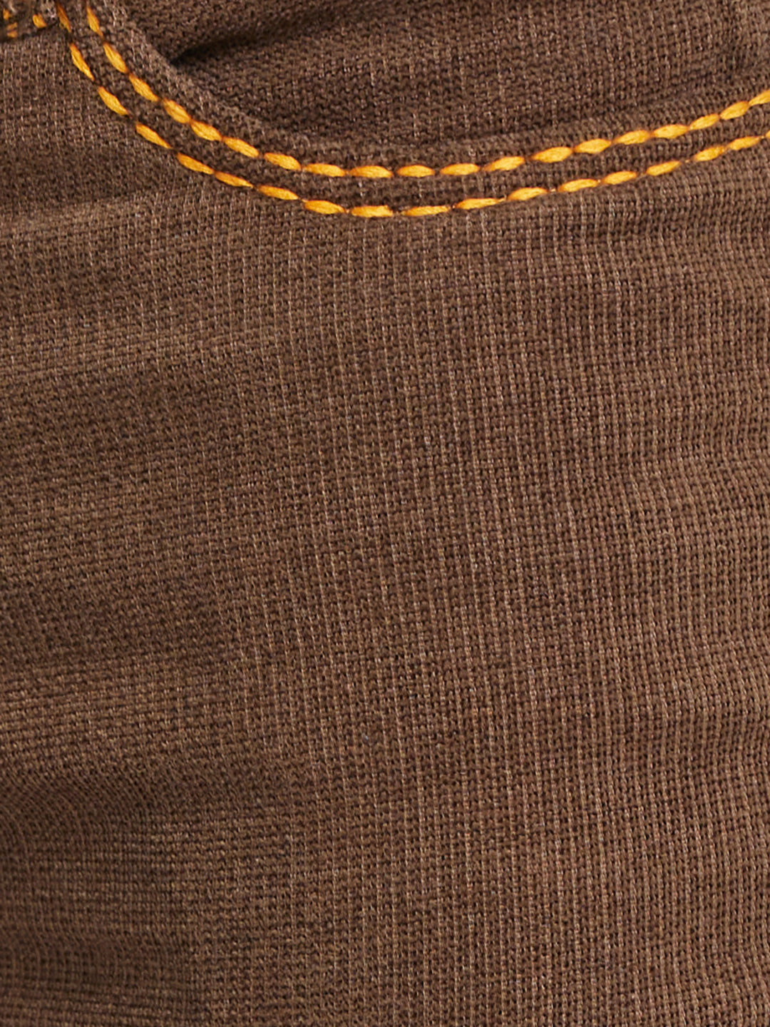 Brown Bootcut Corduroy With Mustard Saddle Stitch And Bottom Zipper