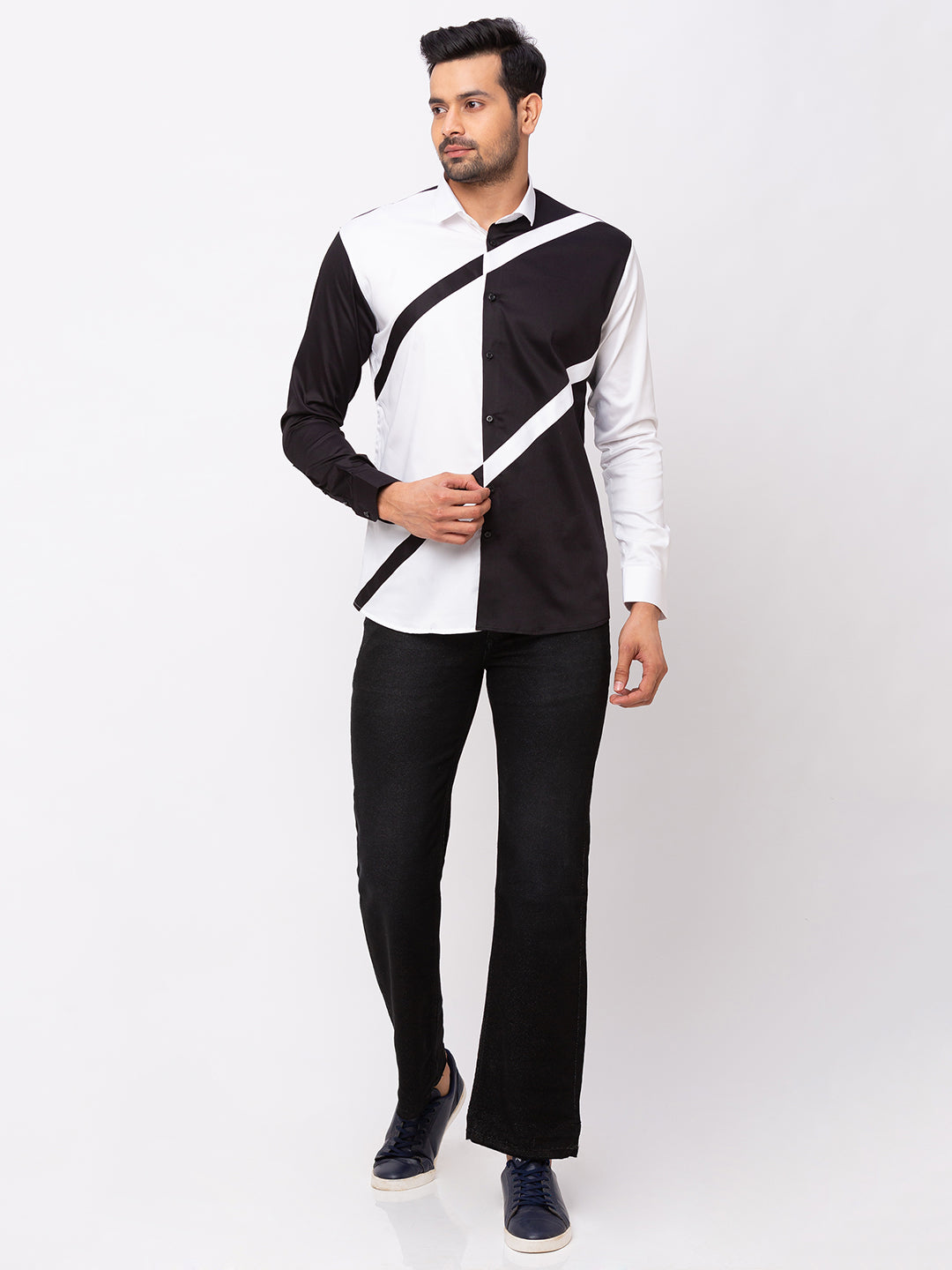 Black & White Transverse Casual Shirt