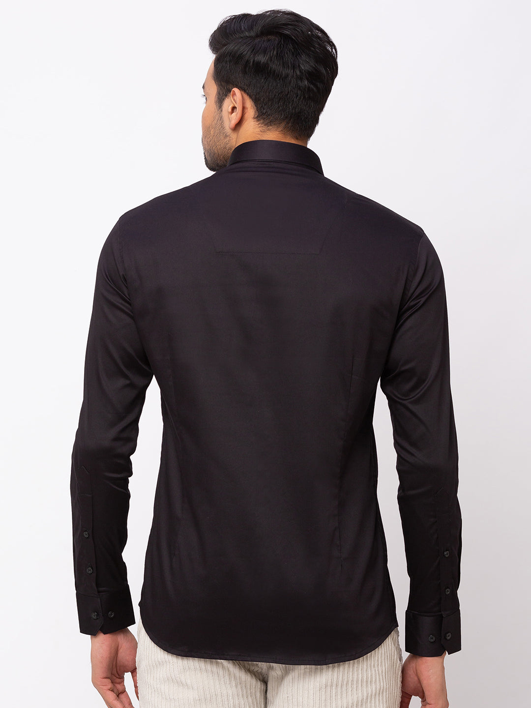 Black Formal Shirt with Concealed Buttons