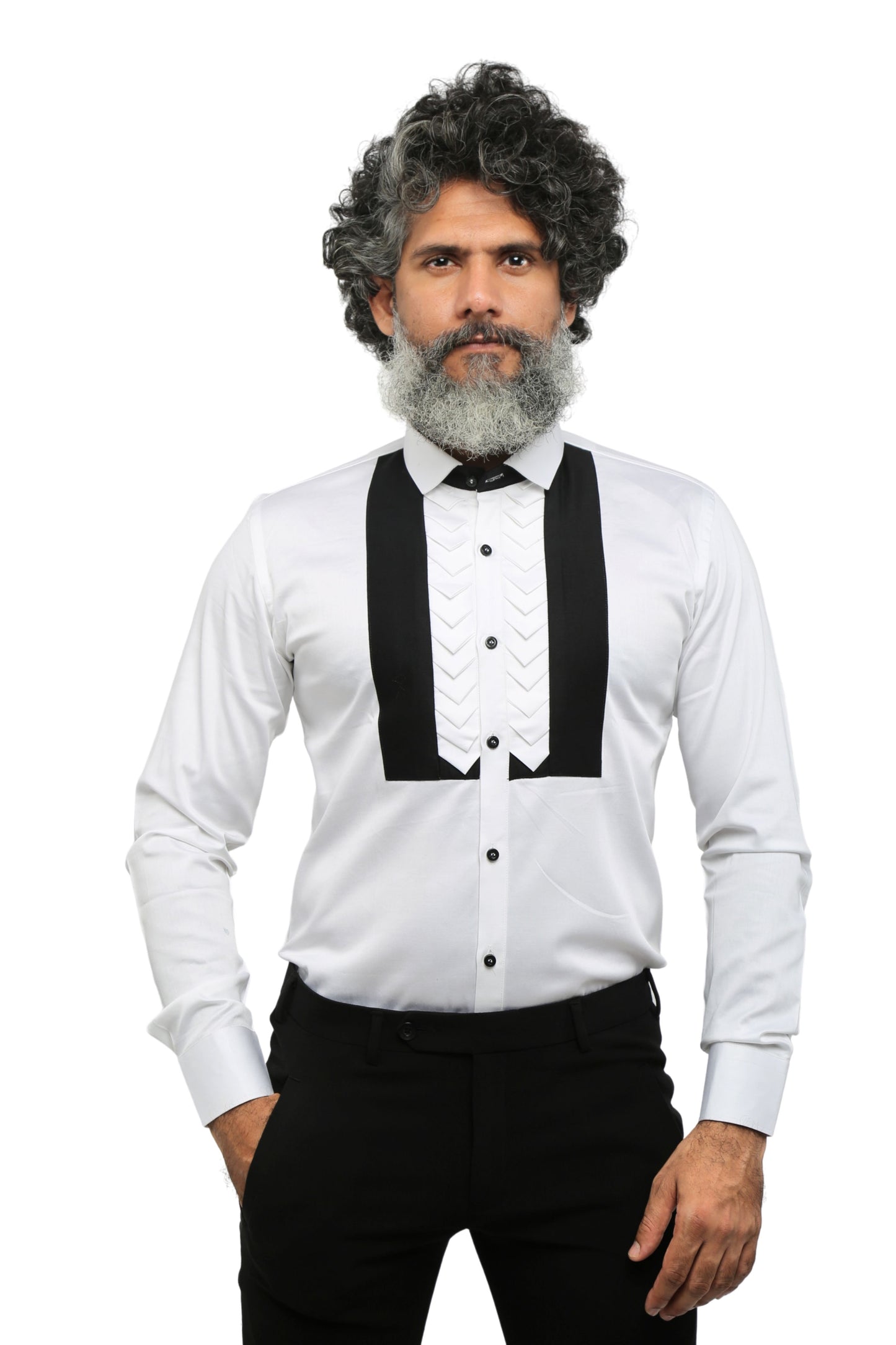 White Formal Shirt with Pintex Front