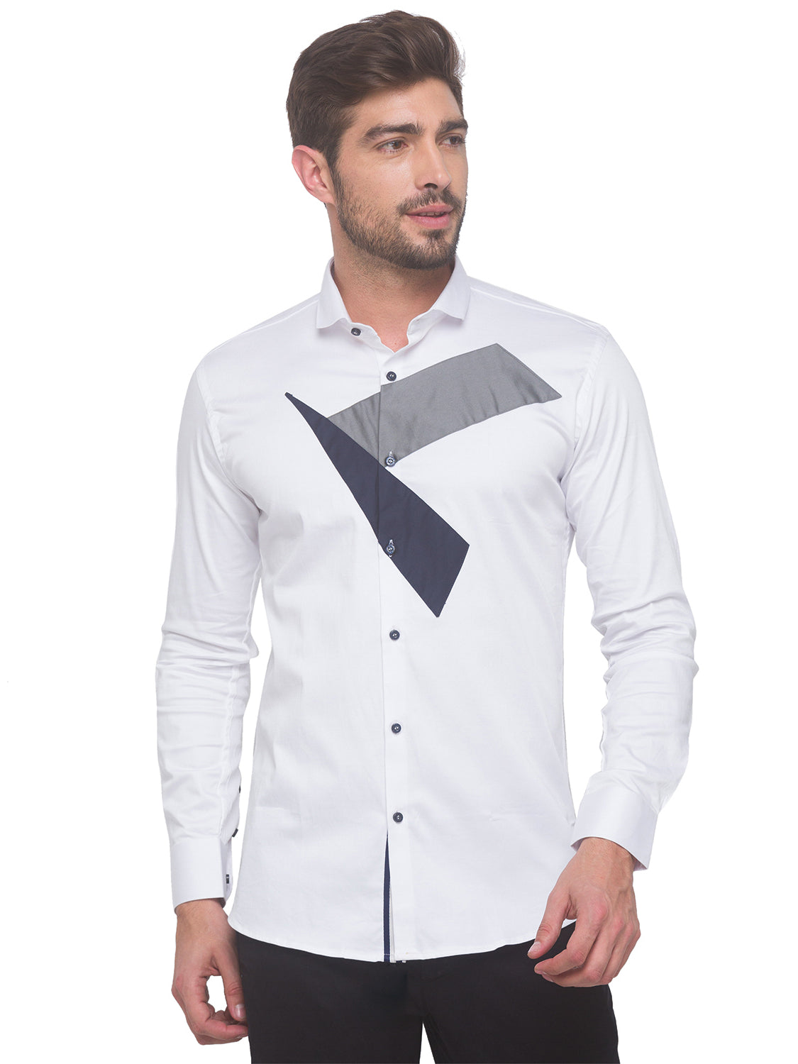 White Color Block Shirt