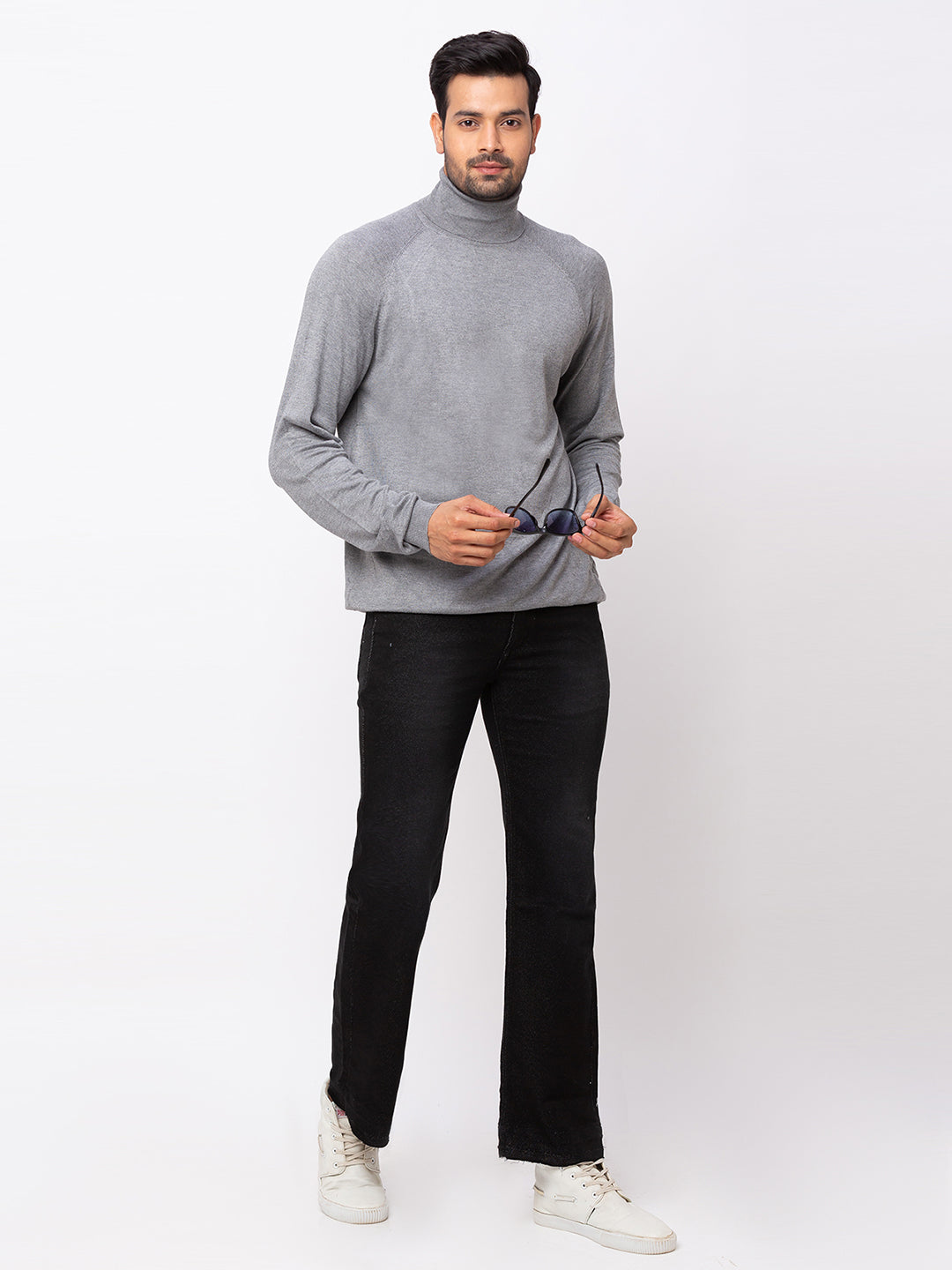 Carbon Black Bootcut Jeans for Men