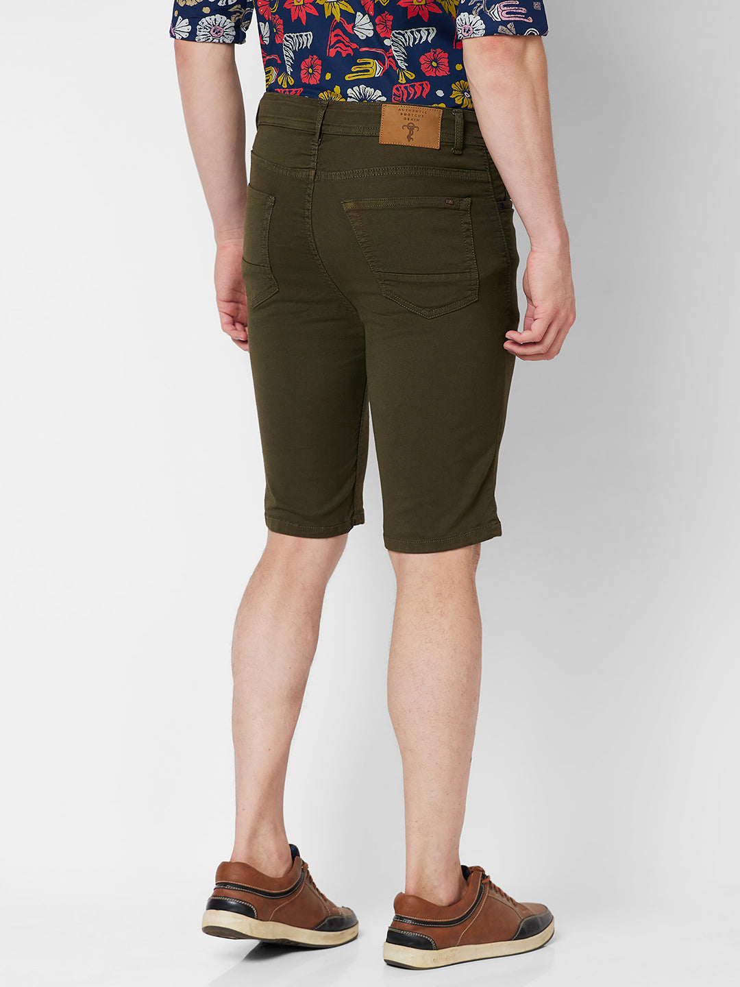 Olive Green Denim Shorts For Mens