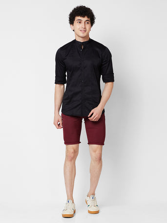 Maroon Denim Shorts For Mens