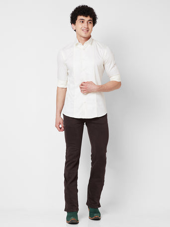 Brown Boot-cut Jeans With Zipper Bottom