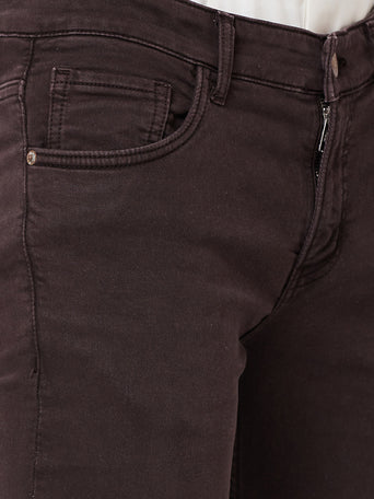 Brown Boot-cut Jeans With Zipper Bottom