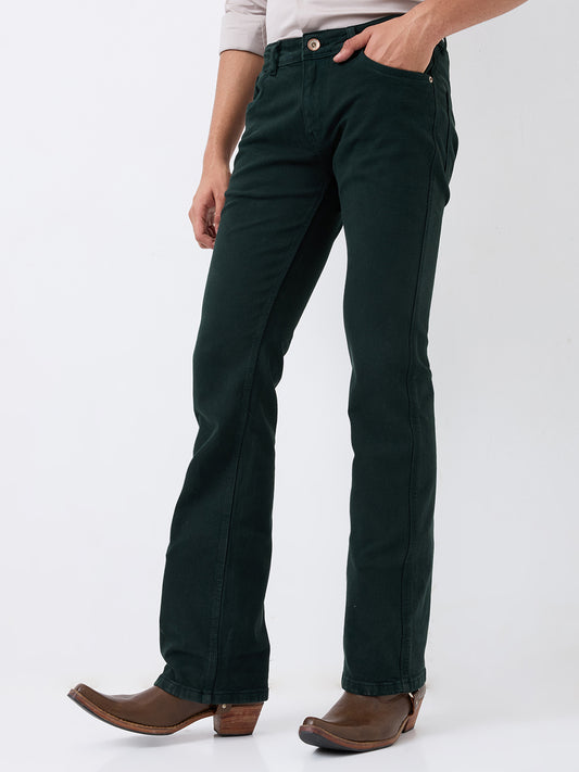 Men's Bootcut  Jeans - Denim with a Modern Western Stretch Mid-Rise Pants– Forest Green