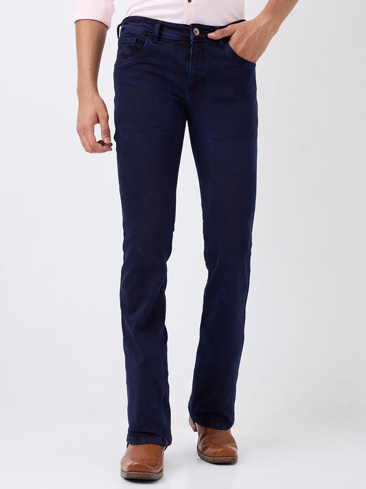 Mode de Base Men's Bootcut  Jeans - Comfortable Stretch Stylish Mid-Rise Denim Pants – Midnight Navy