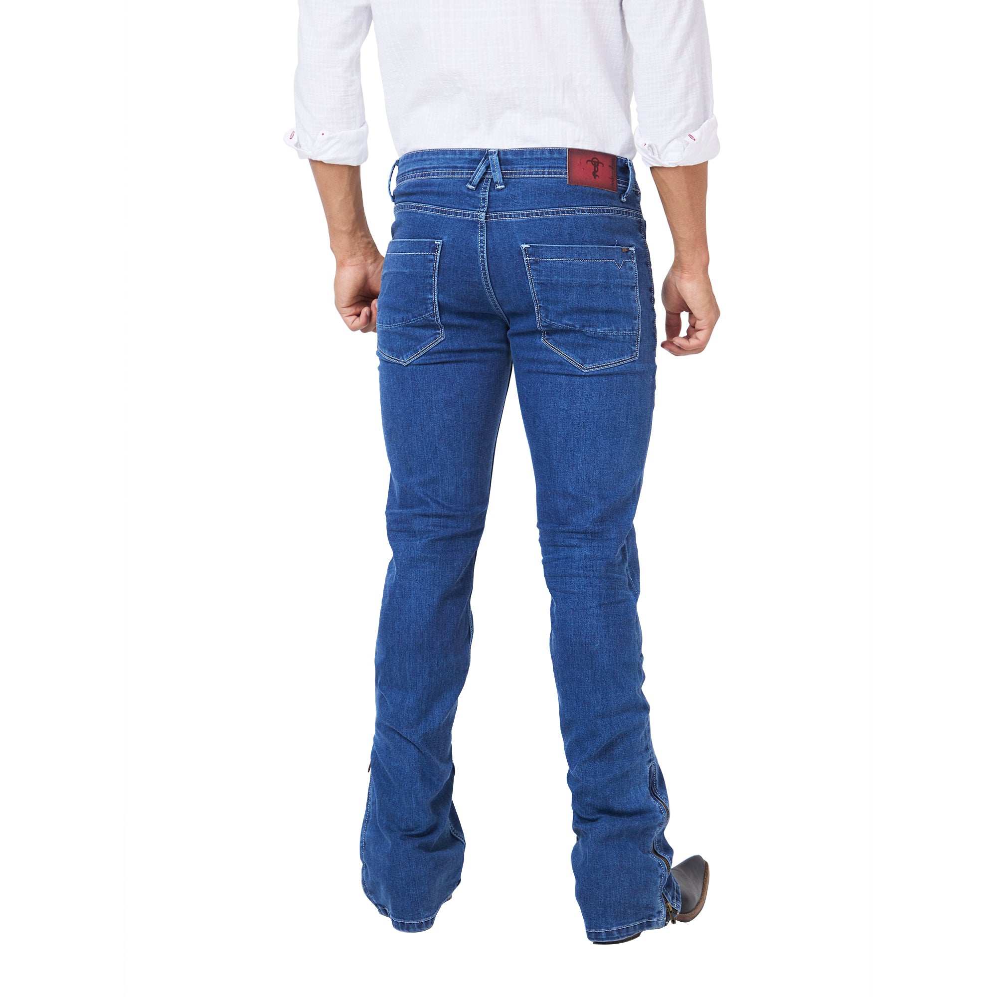 Men's Casual Regular Fit Solid Denim Boot-cut Jeans