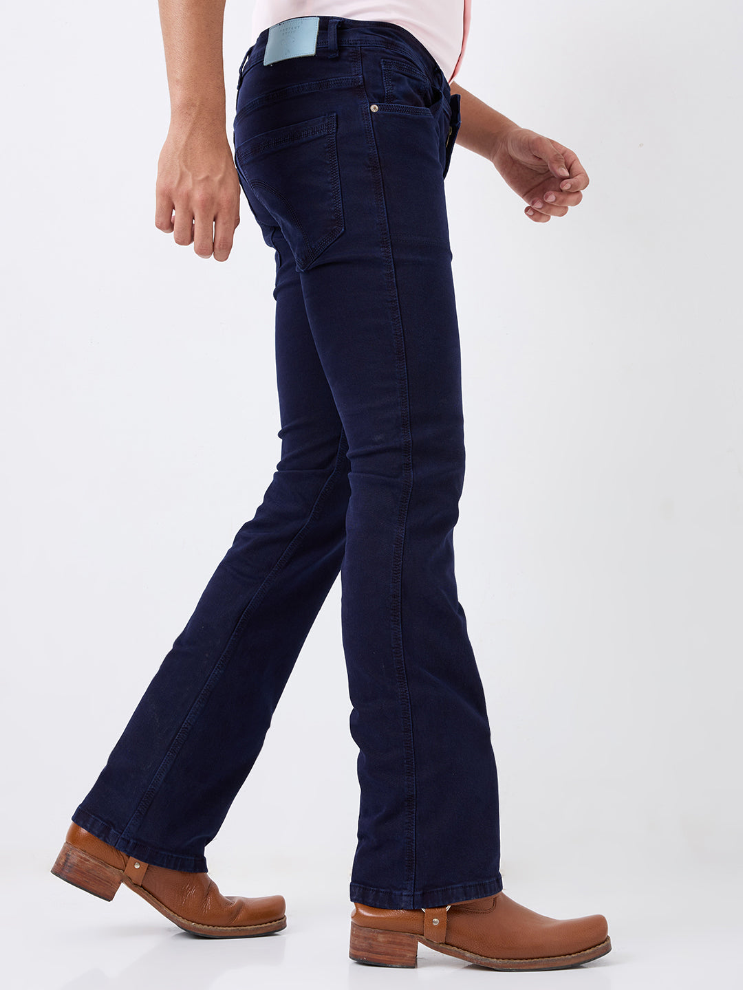 Mode de Base Men's Bootcut  Jeans - Comfortable Stretch Stylish Mid-Rise Denim Pants – Midnight Navy