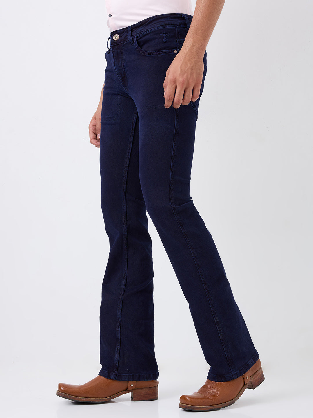 Mode de Base Men's Bootcut  Jeans - Comfortable Stretch Stylish Mid-Rise Denim Pants – Midnight Navy