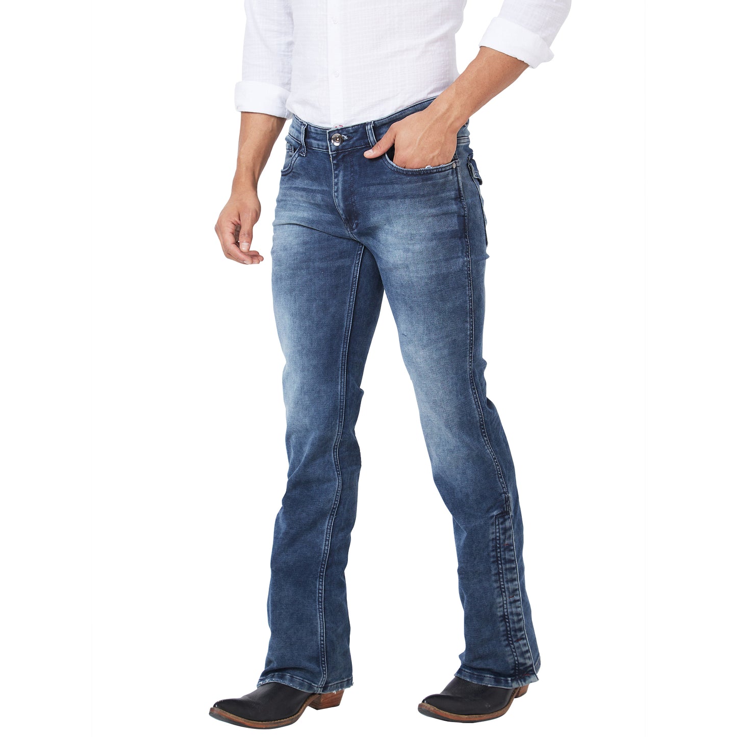Men's Casual Slim Fit Straight Denim Boot-cut Jeans Stretchable