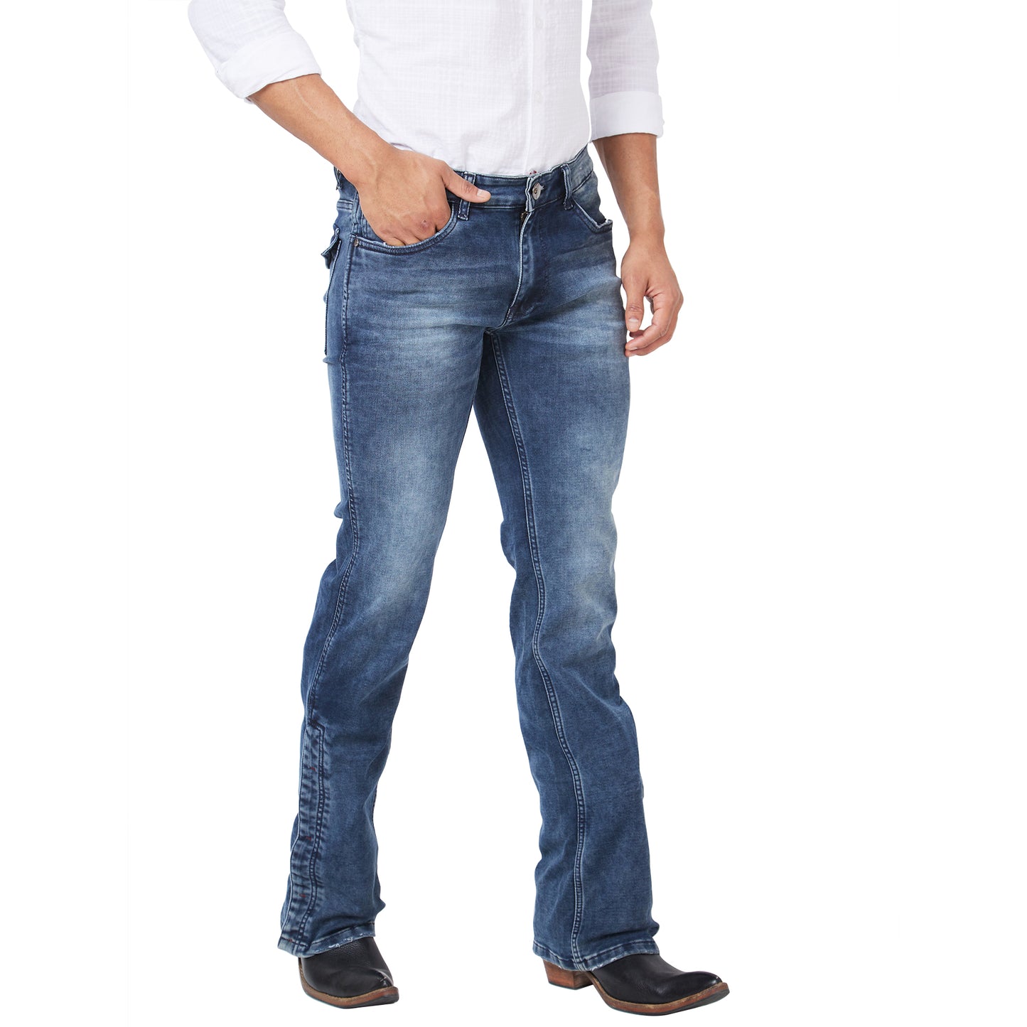 Men's Casual Slim Fit Straight Denim Boot-cut Jeans Stretchable
