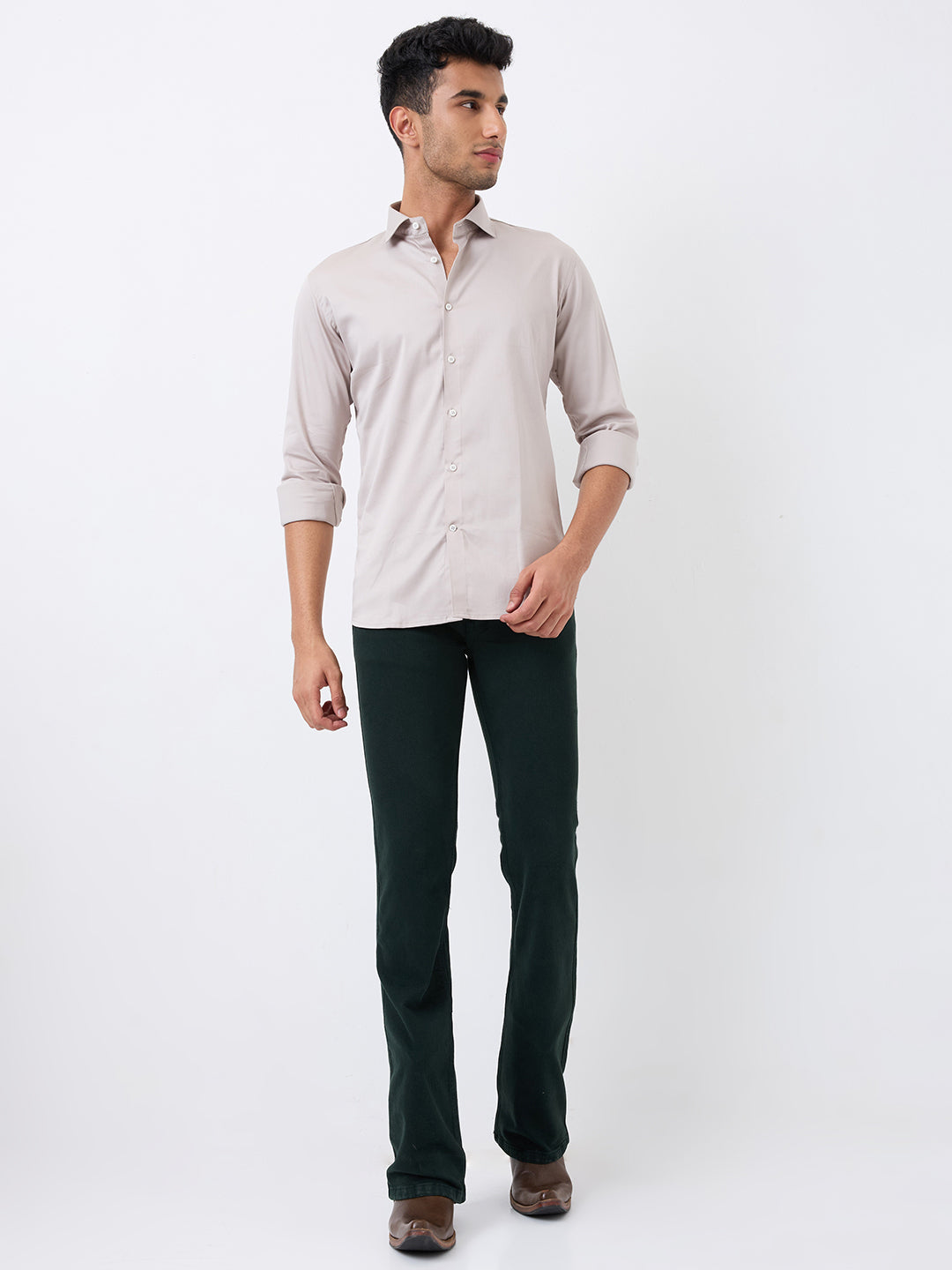 Men's Bootcut  Jeans - Denim with a Modern Western Stretch Mid-Rise Pants– Forest Green