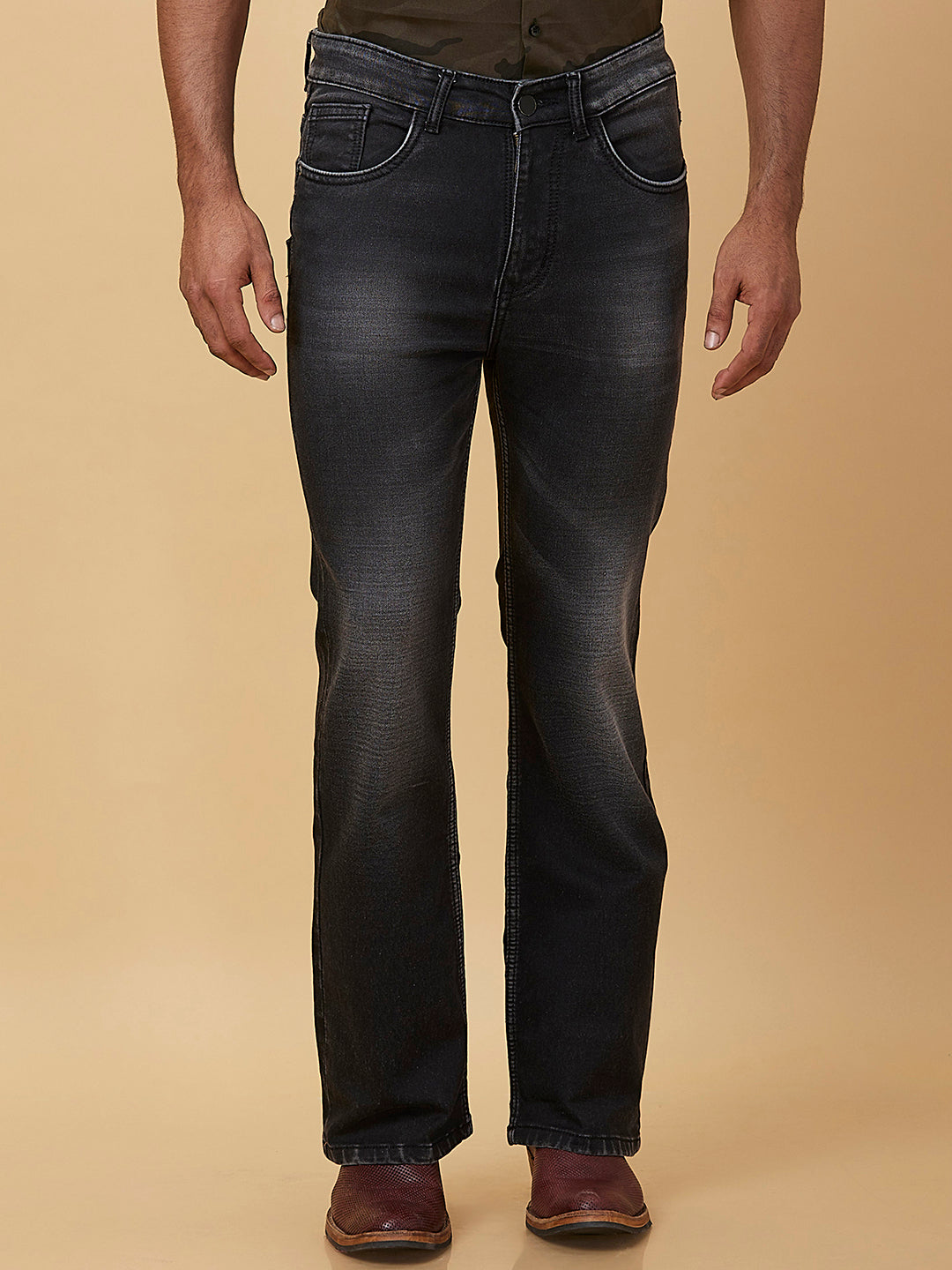 Black Faded Bootcut Jeans
