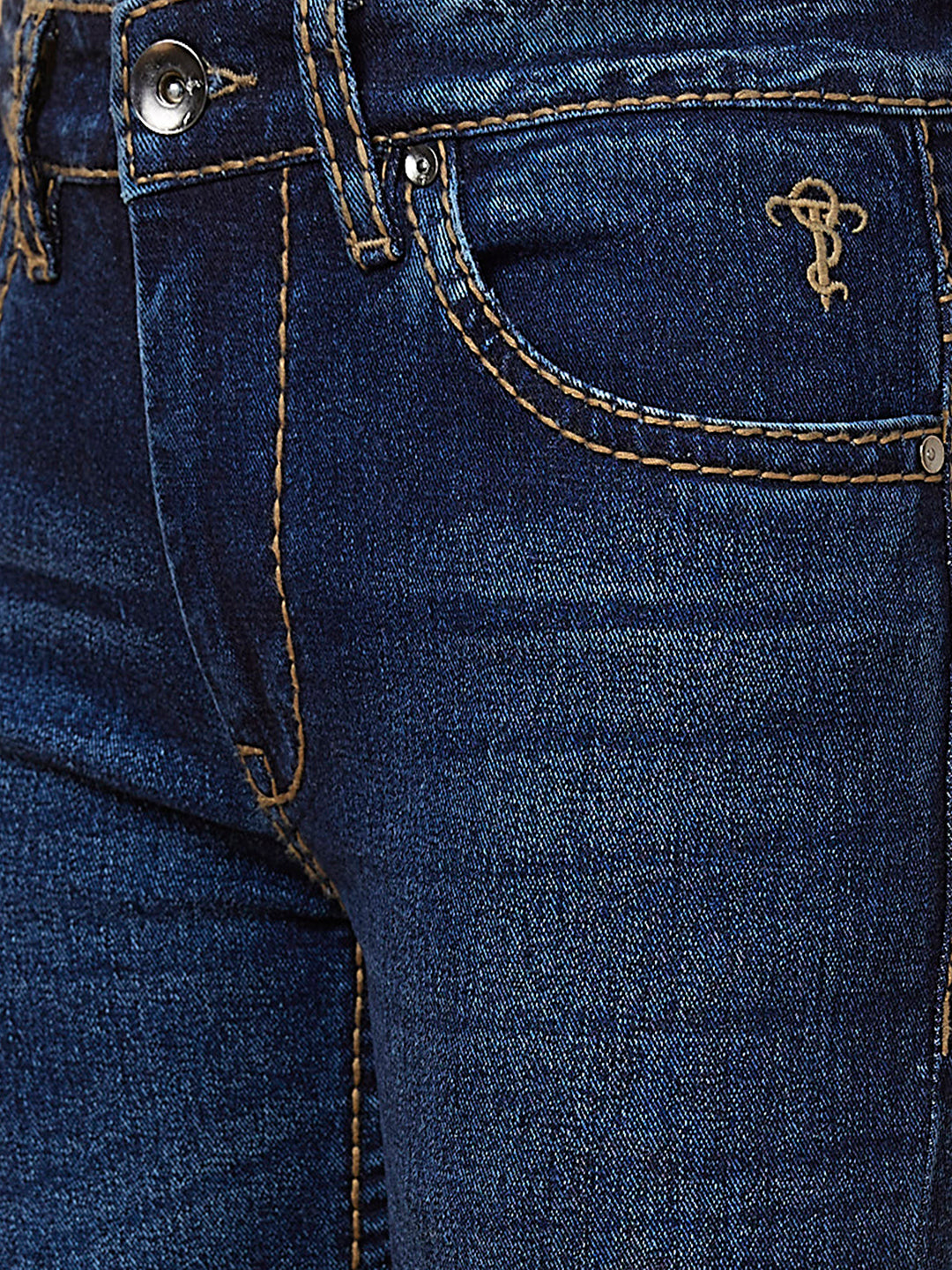Indigo Blue Boot-cut Jeans with Saddle Stitch