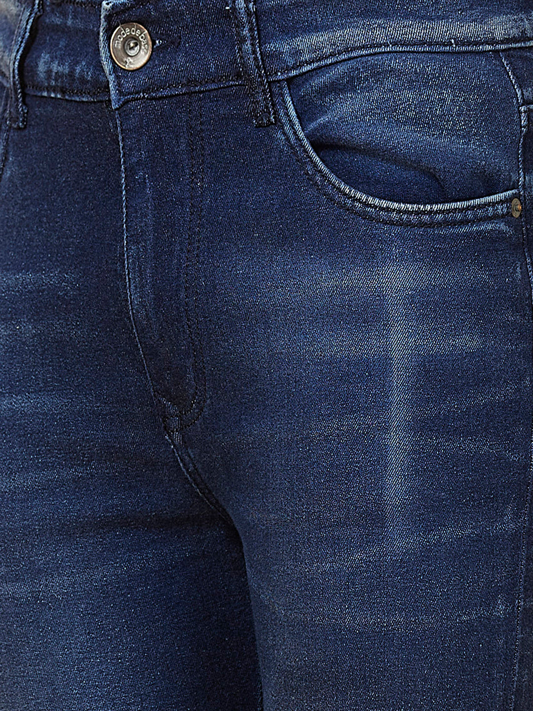 Indigo Blue Bootcut Jeans with Whiskers