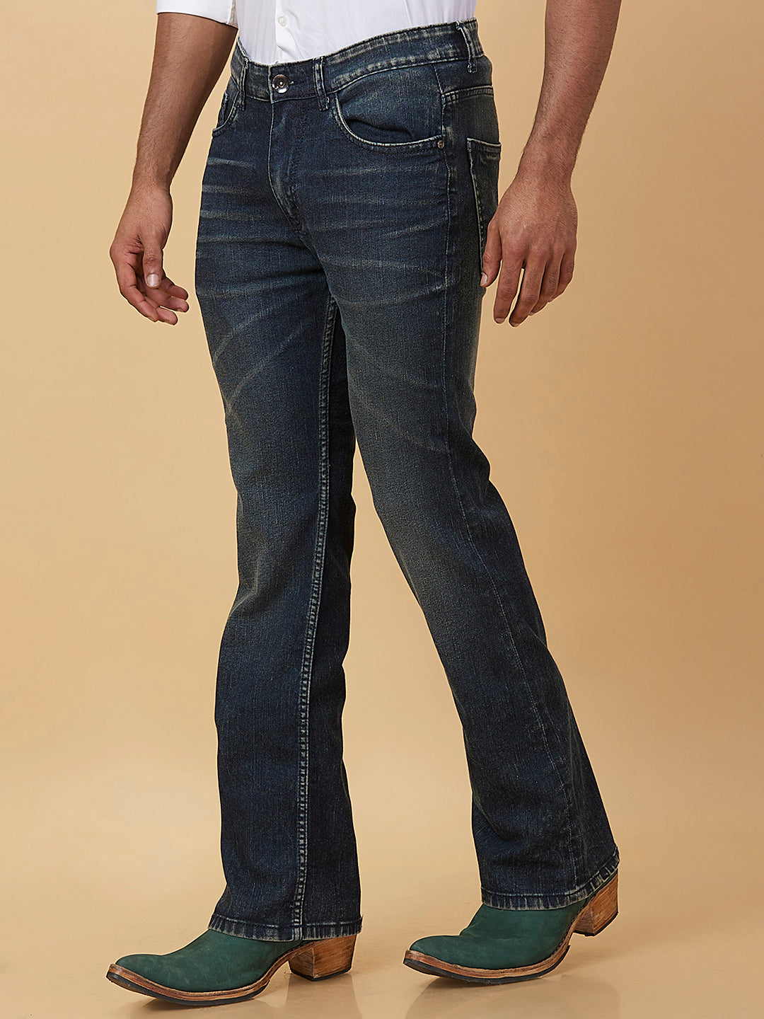 Indigo Blue Boot-cut Jeans and Vintage Tint