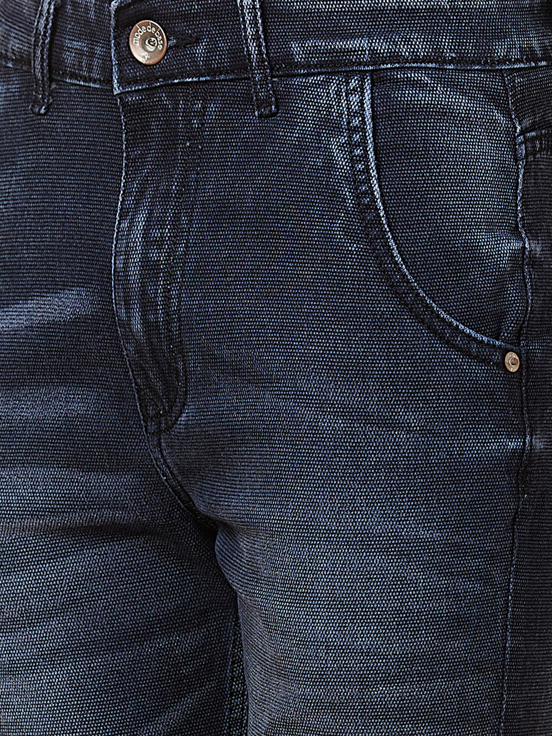 Deep Indigo Blue Boot-cut jeans with Cross Pocket