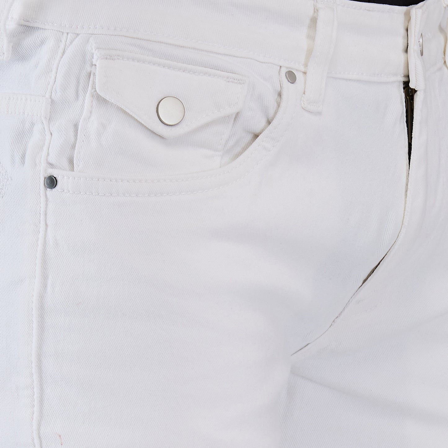 Basic White Mens Bootcut Slim Fit Strechable Jeans With Zipper Bottom