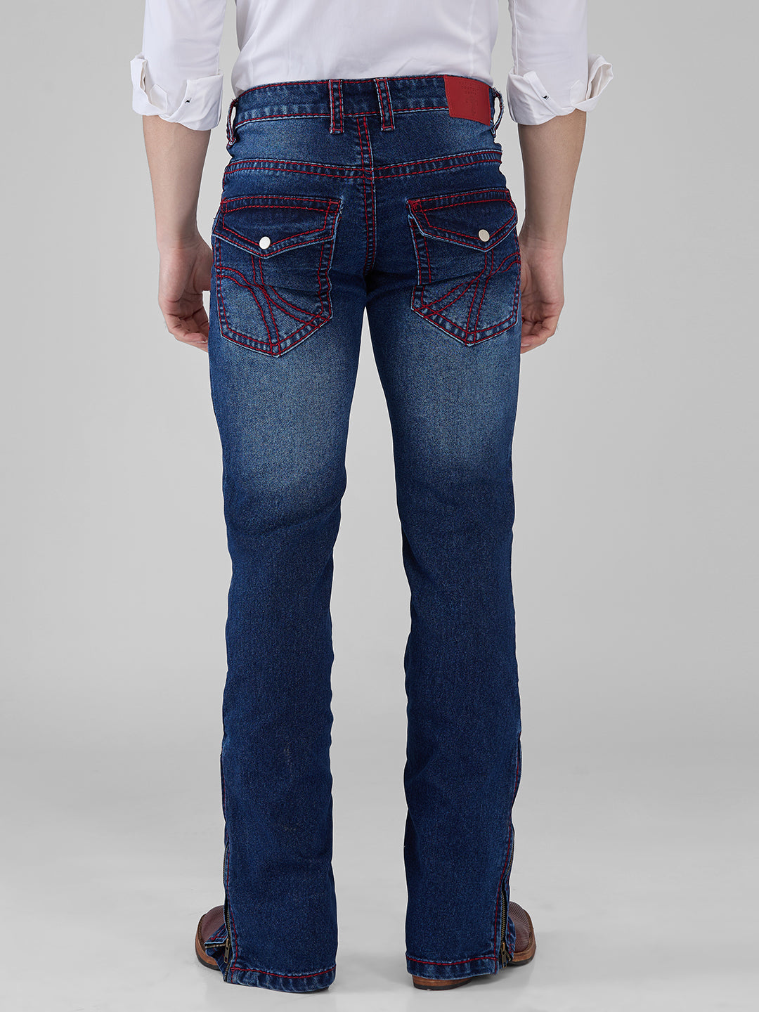 Indigo Blue Denim Bootcut Jeans With zipper bottom for Men