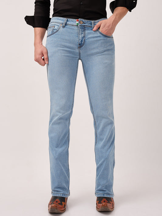 Men's Bootcut Jeans - Light Cerulean Blue | Low Waist | Stretch Denim