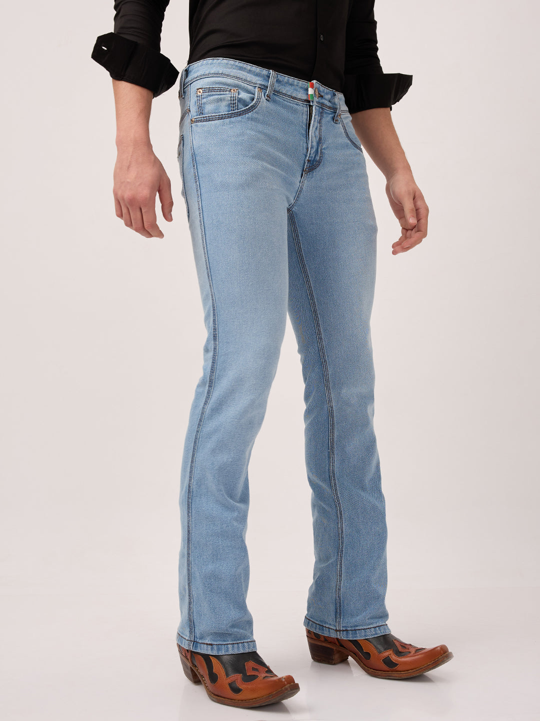 Men's Bootcut Jeans - Light Cerulean Blue | Low Waist | Stretch Denim