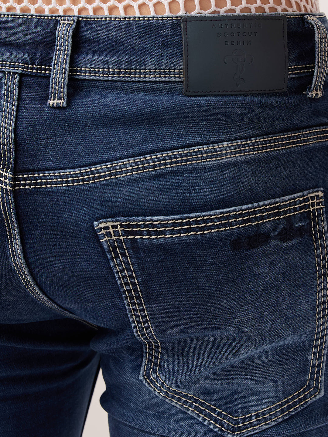 Men’s Bootcut Stretch Jeans – Ocean Fade Blue with Contrast Stitching Slim Fit