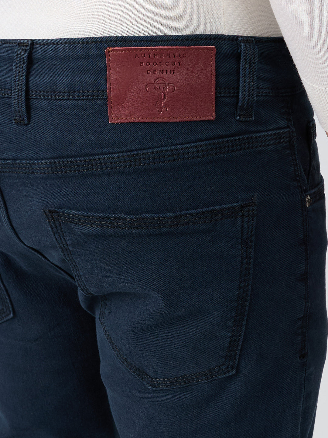 Men’s Deep Ocean Indigo Bootcut Stretch Jeans with Bottom Zipper