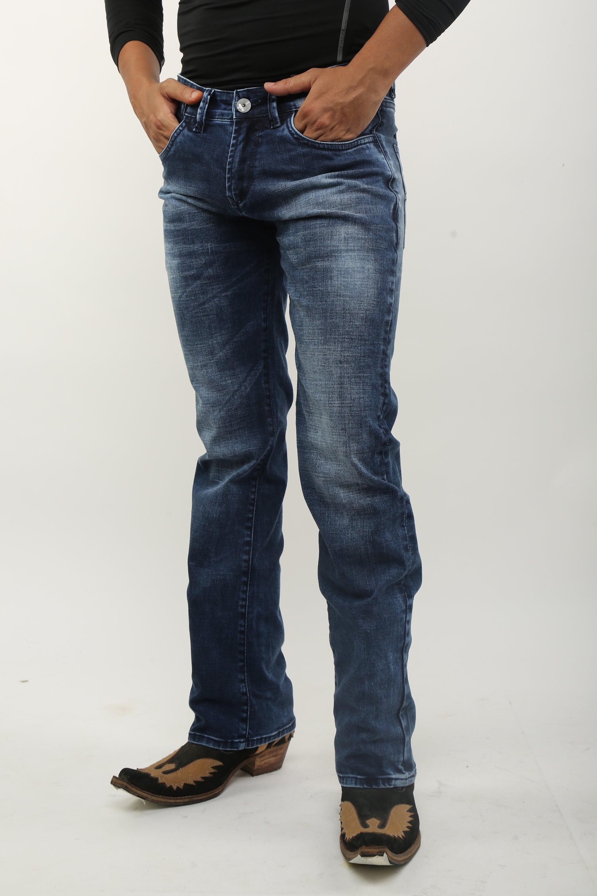 Men's Dark Green Boot-cut Jeans