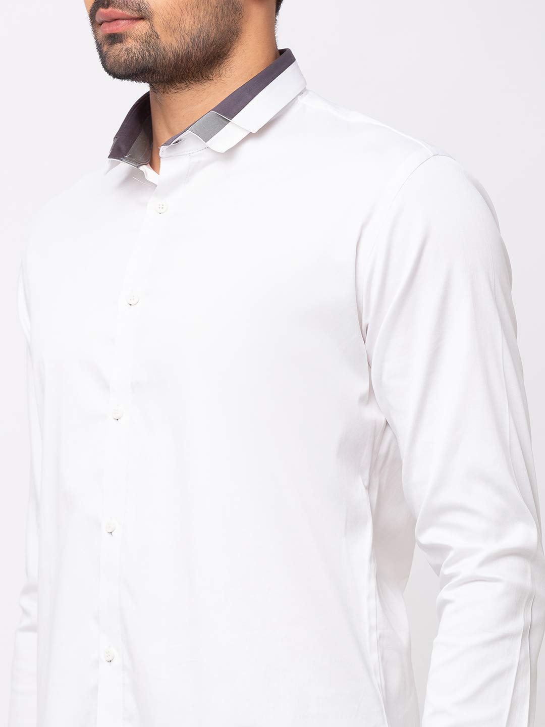 White Twin Collar Casual Shirt