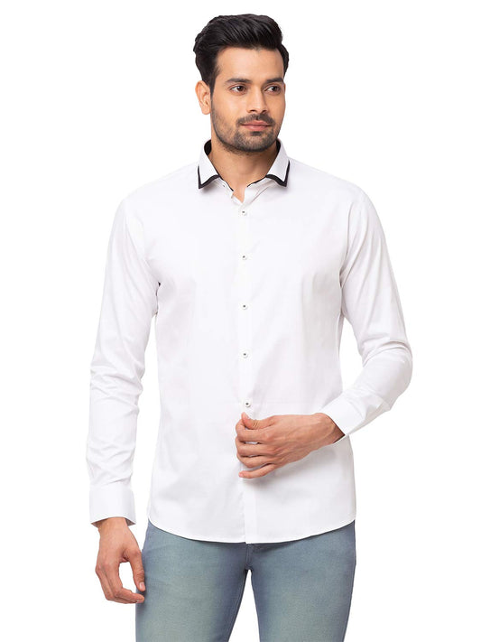 White Double Collared Casual Shirt