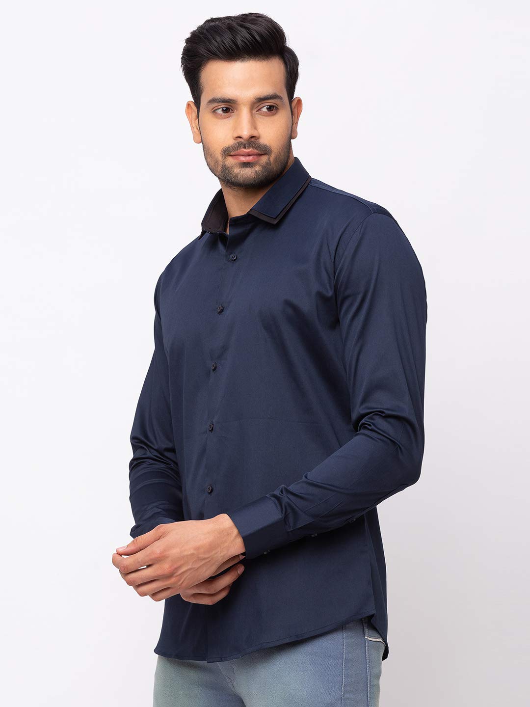Navy Blue Double Collared Casual Shirt