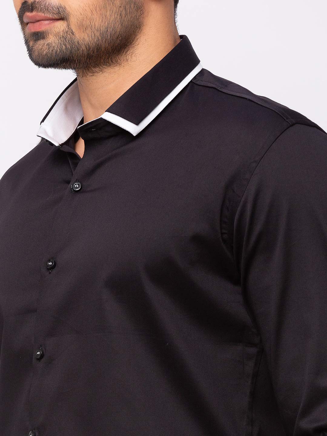 Black Double Collared Casual Shirt