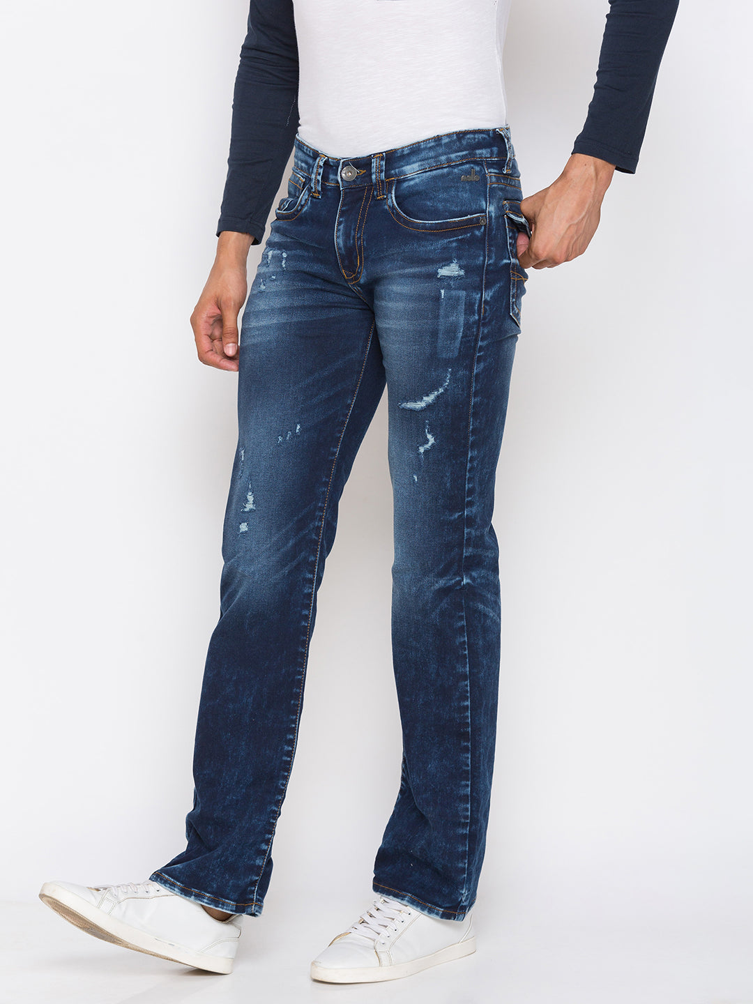 Dark Blue Bootcut Jeans for Men