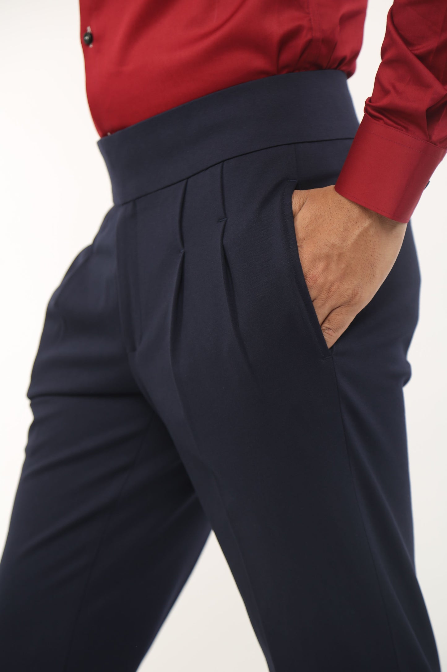 Navy Blue Beltless Trousers