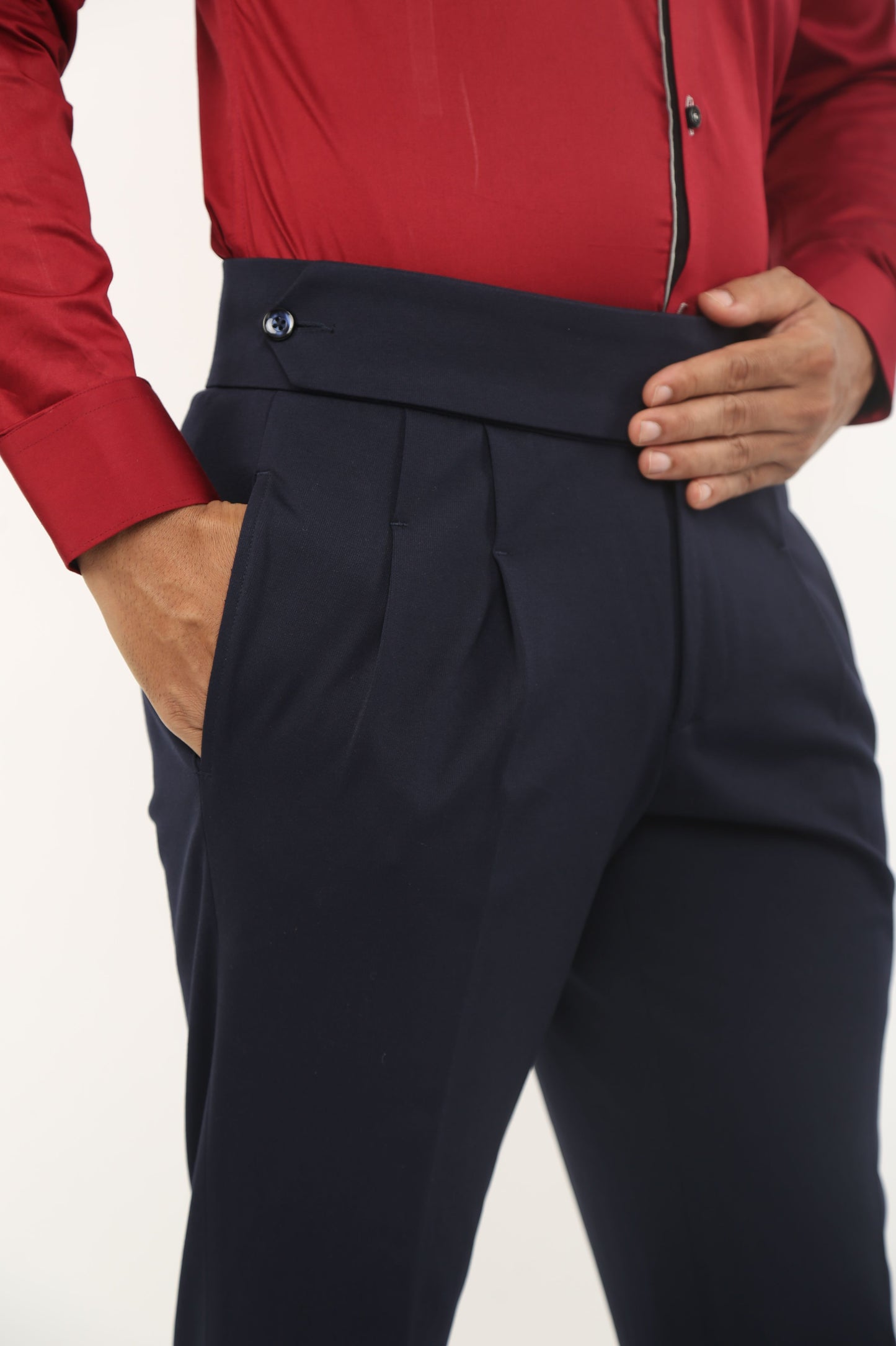 Navy Blue Beltless Trousers