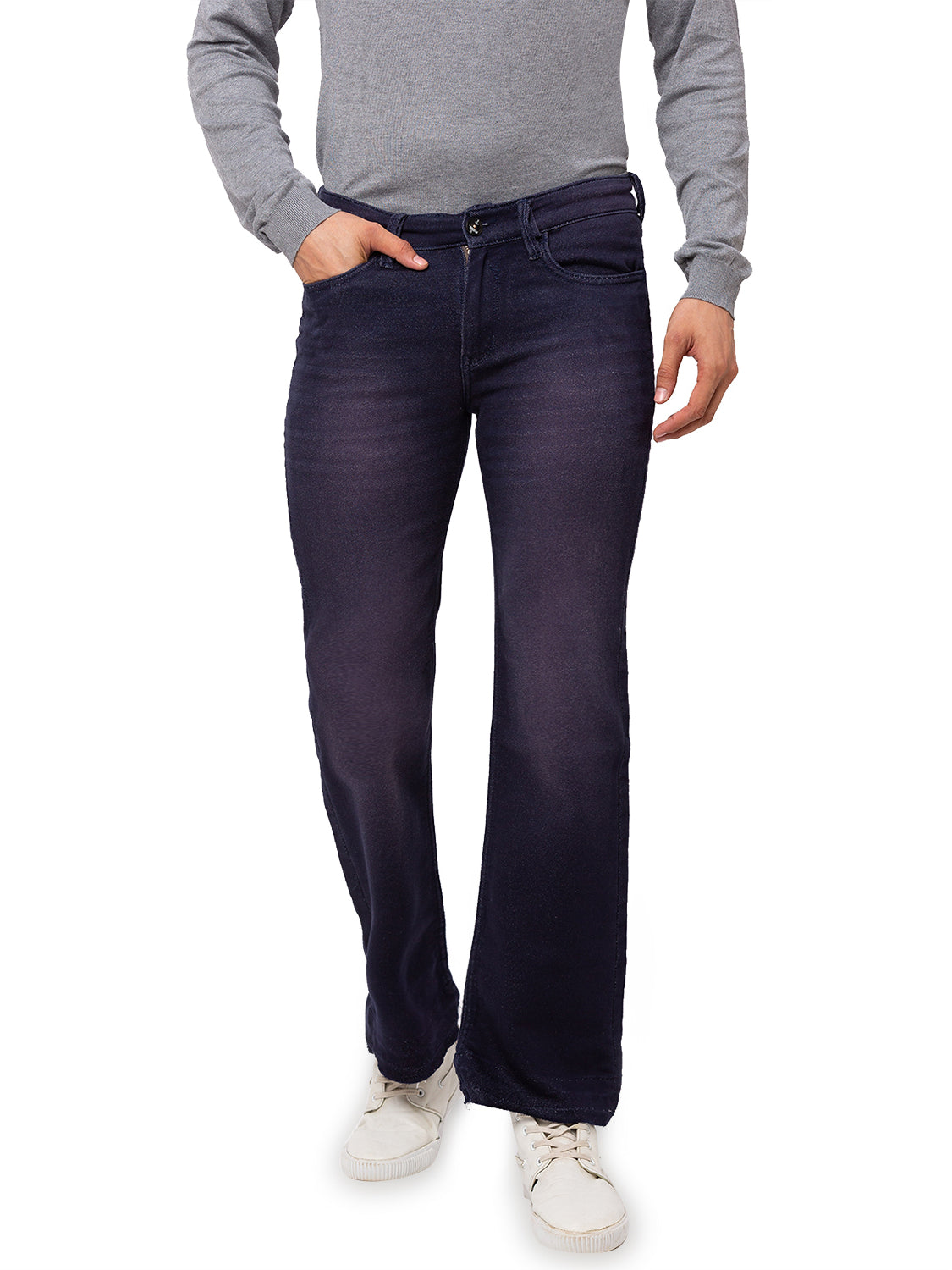 Men's Navy Blue Bootcut Jeans