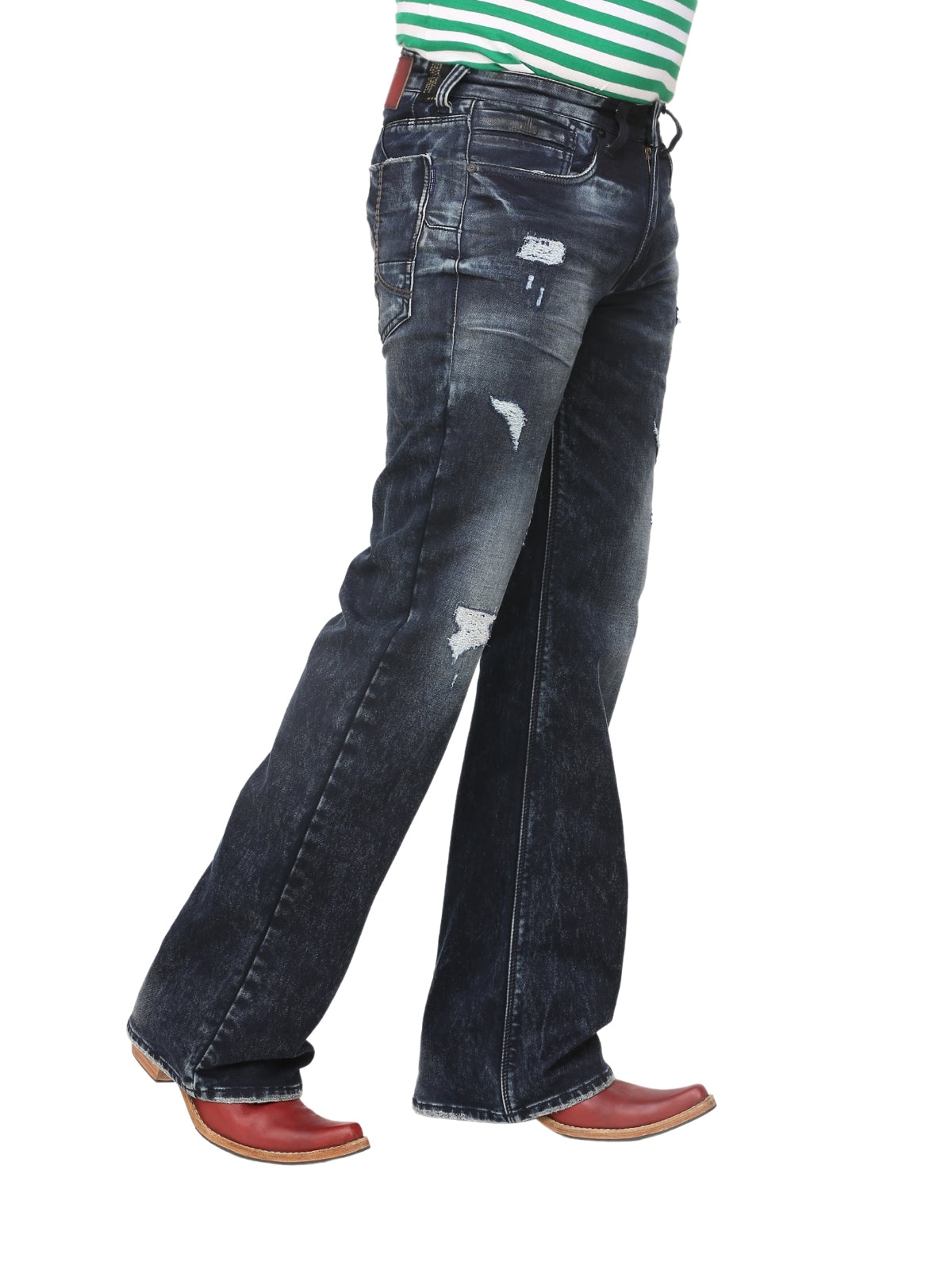 Men's bootcut ripped sales jeans