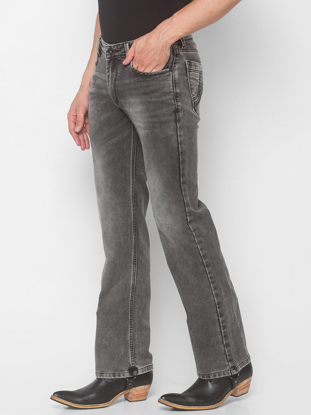Dark Grey Bootcut Jeans - Main Image