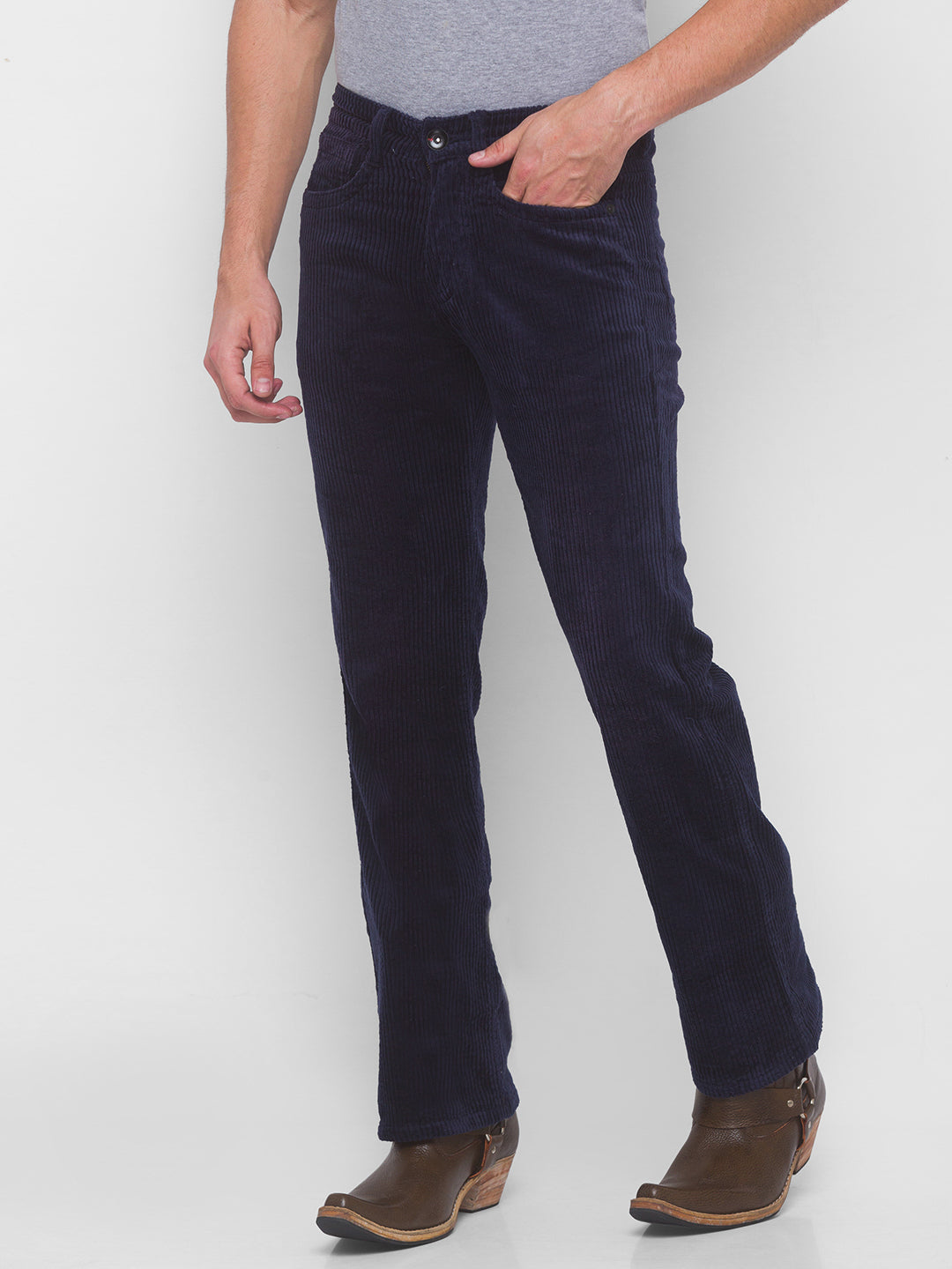 Navy Morton cotton-corduroy trousers | Oliver Spencer | MATCHES UK