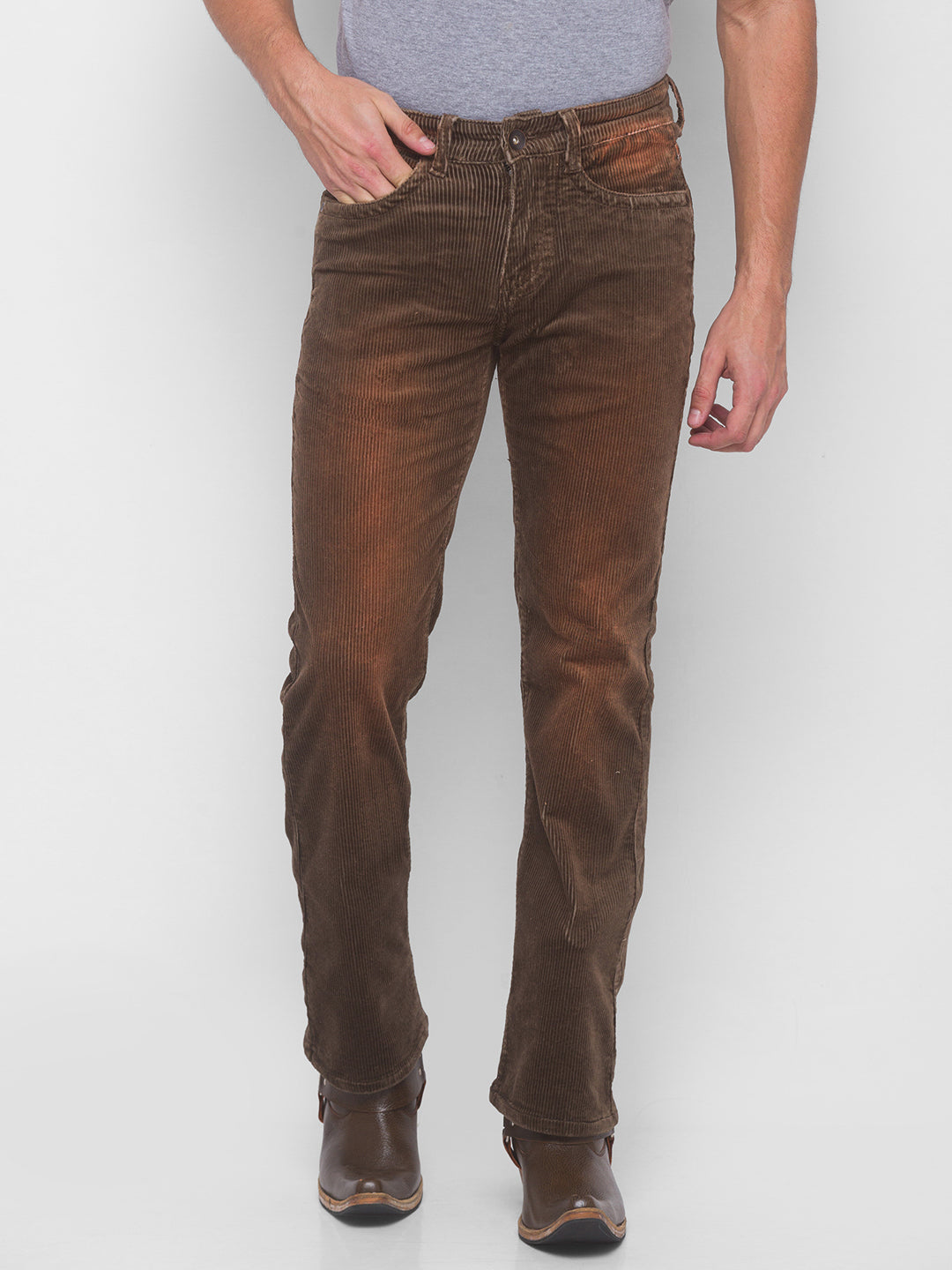 Chocolate Brown Bootcut Corduroy Trousers