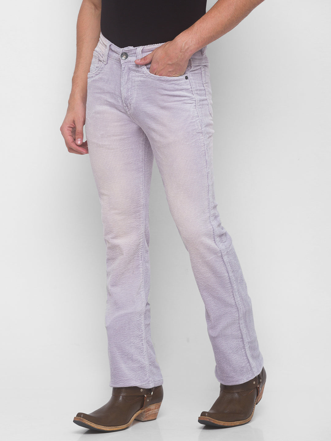 Ice Blue Bootcut Corduroy Trousers