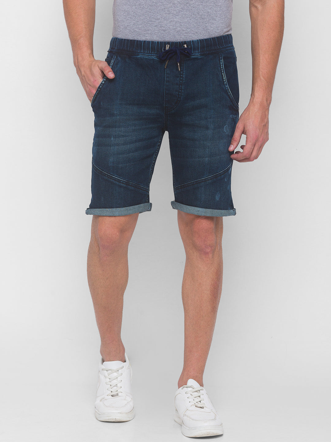 Navy Blue Denim Shorts