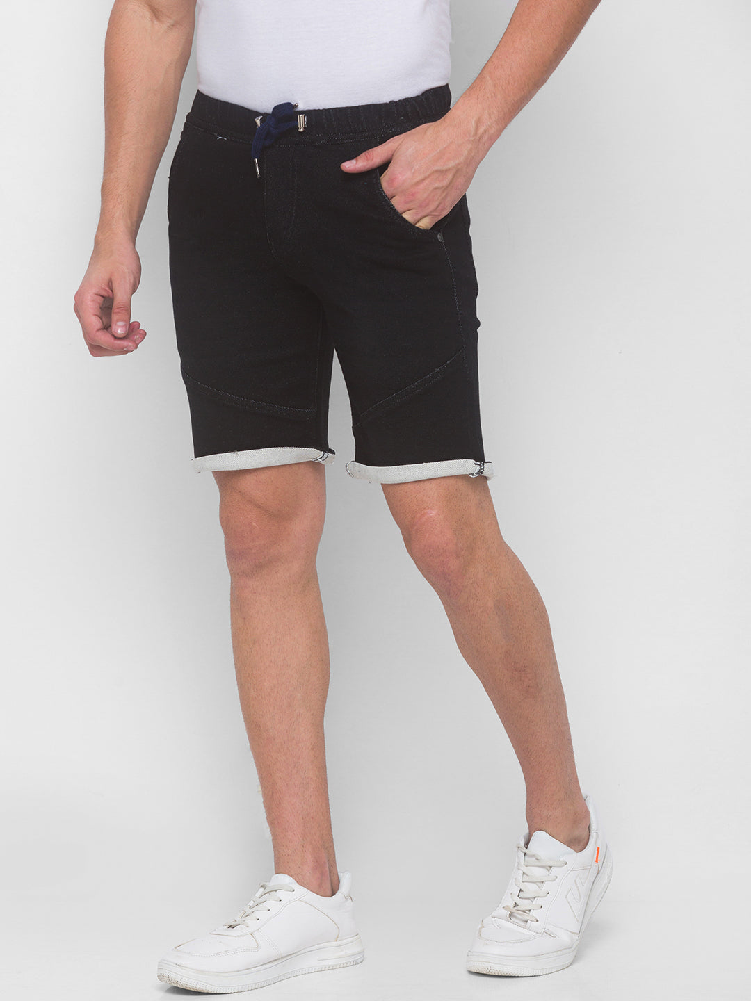 Raw Black Denim Shorts