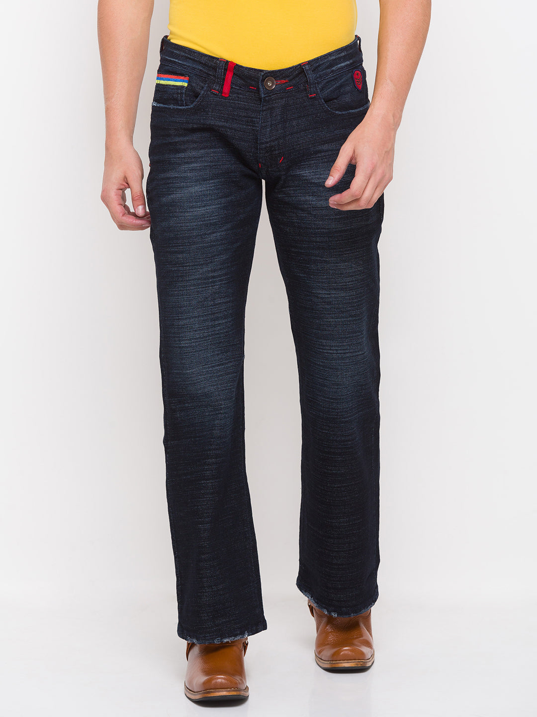 Navy Blue Comfort Fit Clean Bootcut Jeans