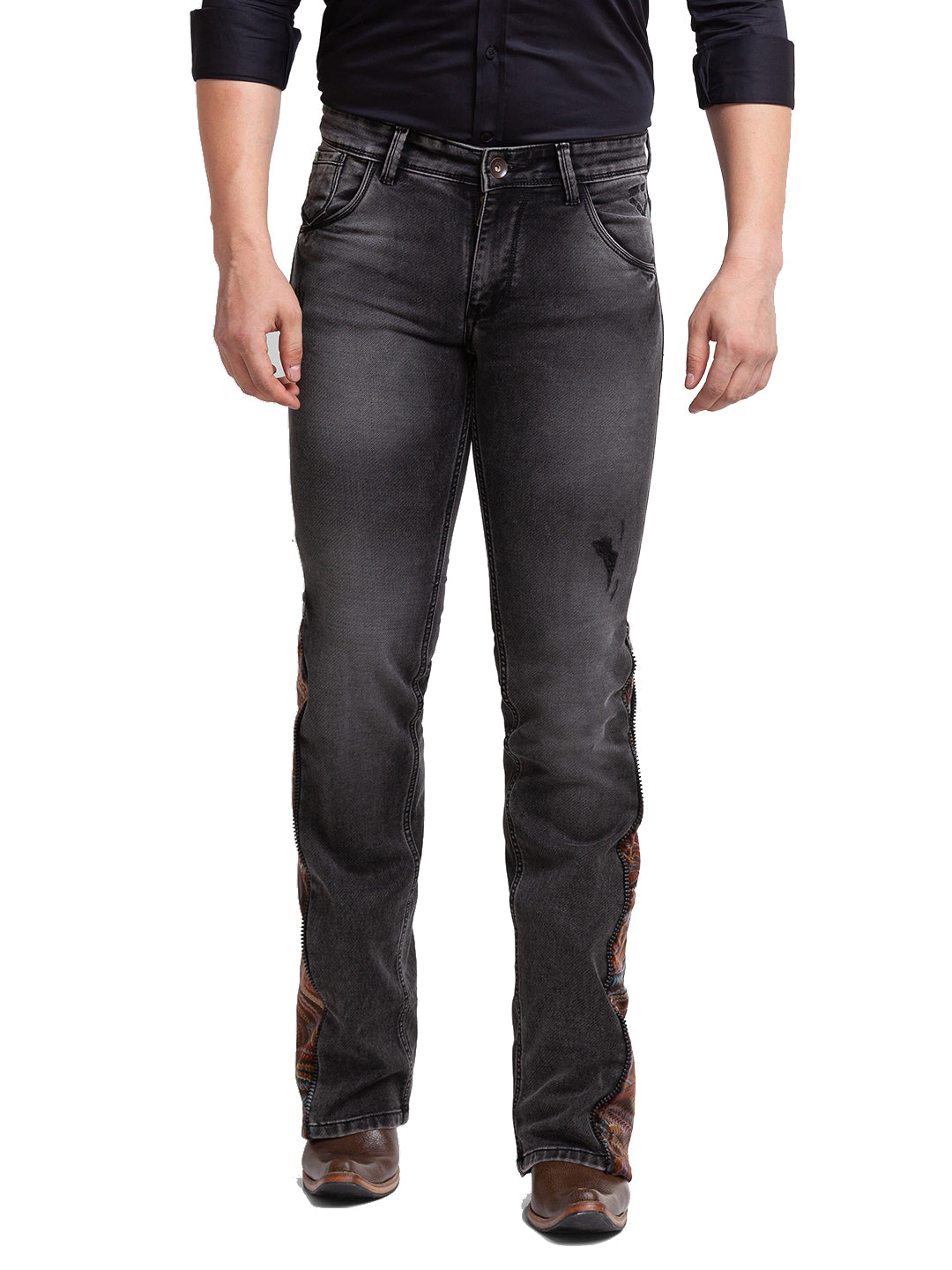 Carbon Black Zipper Bottom Bootcut Jeans