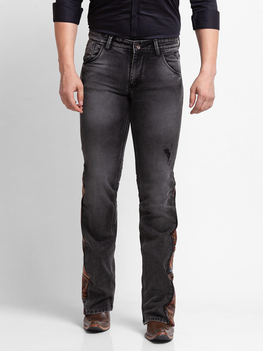 Carbon Black Zipper Bottom Bootcut Jeans