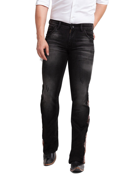 Charcoal Black Zipped Bottom Bootcut Jeans