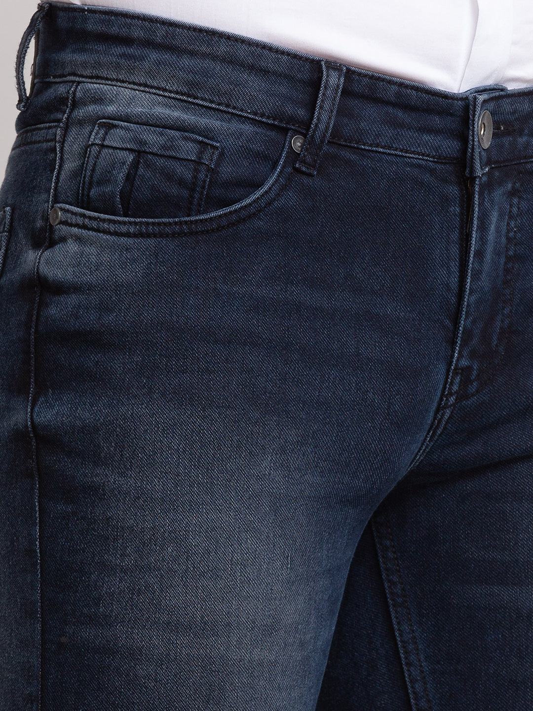 Dark Blue Clean Look Bootcut Jeans for Men